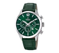 Festina Montre Homme F20542/7 Timeless Chronograph – Cuir vert, Quartz, Calendrier, 43 mm, 5 ATM