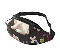 Festival Bunny Sac banane imprimé floral avec trou pour écouteurs pour homme et femme - Sac banane de sport réglable pour l'extérieur, l'entraînement, la randonnée, Noir , Taille unique, Sac à dos de