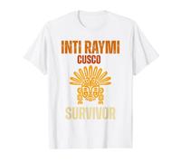 Festival des survivants du Machu Picchu du Soleil d'Inti Raymi Cusco T-Shirt Graphique avec Valeur, Homme, Blanc, S