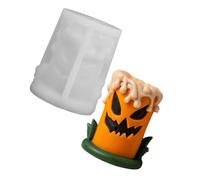 Festival Halloween Moules en silicone Citrouille Bougie cylindrique Moules en silicone pour la fabrication de bougies, de savons et de cadeaux faits à la main en fonte de cylindre maléfique