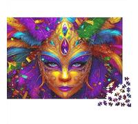 FestivalMaskWithFeathers 1000 Teile Puzzle 1000 Teile Karton Puzzle Für Erwachsene Fortgeschrittene Partyspiel Ferienunterhaltung Stressabbau Entspannung 52x38cm/1000pcs