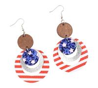 Festivalstar & Hoop Boucles d'oreilles avec paillettes Vintage Goutte Cuir Texture pour l'Indépendance Day Event Alliage