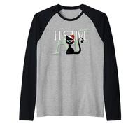 Festive AF Chat ironique et Sarcastique de Joyeux Noël Manche Raglan