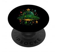 Festive Alien UFO Sapin de Noël Science-Fiction PopSockets PopGrip Adhésif