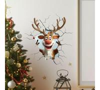 Festive Amovible 2026 New Christmas 2026 Autocollant mural créatif amusant 3D Père Noël Broken Wall Cartoon Décalcomanies de Noël, faciles à décoller et à coller, décoration murale de Noël pour fête