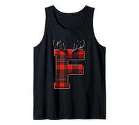 Festive Buffalo Plaid Bois de cerf Lettre F Débardeur