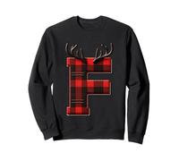 Festive Buffalo Plaid Bois de cerf Lettre F Sweatshirt