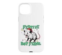 Festive But Feral Possum Design Christmas Humor Coque pour iPhone 15 Plus