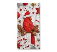 Festive Cardinal Couverture de porte décorative oiseau rouge vif avec ornements de vacances, décoration de Noël intérieure ou extérieure 91,4 x 183 cm
