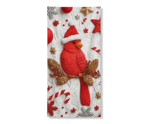 Festive Cardinal Couverture de porte décorative oiseau rouge vif avec ornements de vacances, décoration de Noël intérieure ou extérieure 91,4 x 183 cm