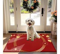 Festive Chinois Porte Rouge Mat avec de l'or Motif Floral, Non-Slip Absorbant Tapis pour Porte d'Entrée, Couloir et Cuisine - Enlèvement de la Poussière de Pratique Décor