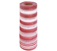 Festive Christmas Ribbon - Mesh Rolls | Decorative Mesh with Festive Pattern, Wreath Making Supplies for Christmas Tree, Trim & Embellishments, Ribbon Roll for Bow Making