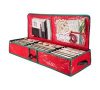 Festive Christmas Wrapping Paper Organizer - Oxford Fabric Storage Bag for Gift Wrap | Holds Rolls, Ribbons, and Bows for Holiday Decor, Bedroom, Living Room, and Closet Organization