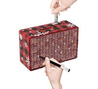 Festive Coin Chest - Wooden Money Box for Christmas | Red Plaid Design with Lockable Lid, Handmade Safe Counter, Ideal for Kids, Adults, Home Decor, Library, Keepsakes, Centerpieces, Holiday