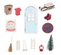 Festive Elf Entrance Set Tiny Cottage Seasonal Ornamentation Piece | Whimsical seasonal display accessory crafted with intricate holiday details to inspire festive imagination in any room
