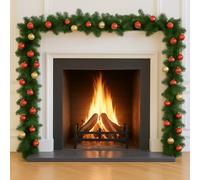 Festive Fix Guirlande de Noël en pin de l'Alaska de 2,7 m - Guirlande de sapin vert extra épaisse pour cheminée, escaliers, porte et table - Guirlande de Noël réaliste pour décoration intérieure et