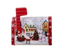 Festive For Candy Storage Boîte aux lettres en étain avec un adorable camion rouge et bonhomme de neige, idéale pour les fêtes de fin d'année (B)