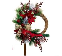 Festive for Semi Circle Couronne d'oiseau rouge pour Noël, décoration faite à la main à suspendre pour porte, mur, cheminée, ornement de vacances traditionnel 45 cm