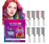Festive Fun Peigne à craie pour cheveux, 8 couleurs temporaires lavables pour filles, matériau doux pour la peau, peigne à séchage rapide, adapté pour les fêtes de Noël et les jeux de rôle
