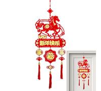 Festive Horse Ornament, Portable Charm Decoration, 31.5 inches Hanging with Symbol, Wall Decor with Bright Colors, Home Party Decor with Traditional Design, New Year Decoration for Tree and Window,