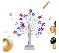 Festive LED Tree, Artificial Star Centerpiece,17.71in Red Blue White Decor with Soft Lighting, Party for Living Bedroom, Table Ornament with Colorful Style, Holiday Decor for Nightstand Room Use