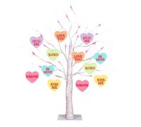 Festive Lighted Tree - Valentines Birch Decor for Holiday Charm | 24 inch Birch with Built in Timer, Soft LED Illumination, Tabletop Centerpiece, Seasonal Accent for Home Party Dinner Gathering