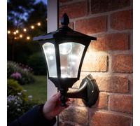 Festive Lights Applique Murale Solaire 6 LED Noire d'Extérieur 29cm Waterproof (Pile Rechargeable Incluse) (Éclairage Blanc)