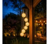 Festive Lights Carillon solaire à LED - 73 cm - Blanc chaud - Lanterne d'extérieur à suspendre - Éclairage de jardin extérieur - Carillons éoliens pour l'extérieur
