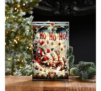 Festive Lights - Décoration de Noël en vitrail de 21 cm - 40 LED statiques blanches chaudes, fonctionne avec 2 piles AAA requises, IP20 - Décoration saisonnière d'intérieur pour la maison, cheminée