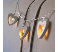 Festive Lights Décoration Intérieure Guirlande Lumineuse 10 Cœurs en Bois Blanc avec LED Éclairage Blanc Chaud