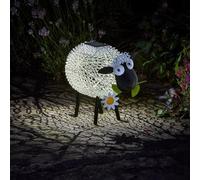 Festive Lights - Figurine de Jardin en Forme de Mouton fabriquée à l'énergie Solaire Faite à la Main de 26 cm - LED Blanche et changeant de Couleur - Motifs d'ombres en Filigrane - Acier revêtu de