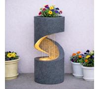 Festive Lights Fontaine Solaire à LED 61,5cm avec bac à Plantes - Alimentée par énergie Solaire et USB, Fontaine Solaire d'intérieur et d'extérieur Fontaine Solaire d'extérieur Jeu d'eau Jardin