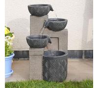 Festive Lights Fontaine Solaire à LED de 42 cm avec Cascade et Bols - Alimentation Solaire et USB, Fontaine Solaire de Jardin pour intérieur et extérieur Fontaine Solaire pour Jardin d'eau extérieur