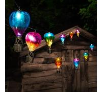 Festive Lights - Guirlande lumineuse solaire multicolore de 2,7 m - 10 ampoules LED blanches - Éclairage décoratif d'extérieur résistant aux intempéries - Décoration de jardin suspendue avec paniers