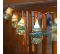 Festive Lights - Guirlande Lumineuse10 Biberons Bleux Lumineux Éclairage LED Naissance Baby shower Bébé Garçon 1,50m - à Piles (Bleu)