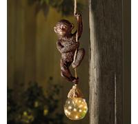 Festive Lights Lampe solaire en forme de singe de jardin à suspendre avec 12 LED blanc chaud 34 cm - Décoration d'extérieur résistante aux intempéries - IP44 Caractéristique décorative pour arbres