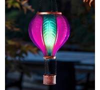 Festive Lights - Lanterne à énergie solaire de 45 cm Aurora avec effet flamme réaliste pour extérieur - Lanterne en forme de montgolfière à LED SMD à chaud avec effet de verre pastel - Lumière de