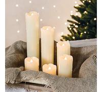 Festive Lights Lot de 6 Bougies LED Effet Flamme Vacillante en Cire Effet Fondu type Pilier Éclairage Ultra Réaliste Décoration Intérieure (Piles Incluses) (Lot de 6)