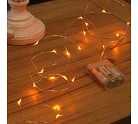 Festive Lights Micro Guirlande Lumineuse 2 Mètres Câble Argenté Ultra Malléable à Piles (Ambre)