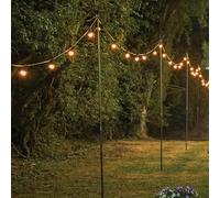 Festive Lights - Poteaux de guirlande de 1,5 m ou 2,4 m pour suspendre des lumières décoratives, des lanternes, des guirlandes, des lumières de Noël - En acier métallique robuste pour jardin, mariage
