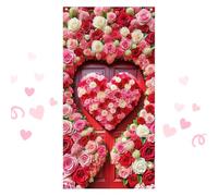 Festive Love Banner - Holiday Door Cover for Home | Premium Polyester with Rose Heart Design, Indoor Outdoor Garage Decoration, Celebration Backdrop, Party Entrance Accent, Lightweight Hanging Display