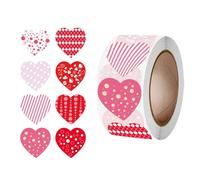 Festive Love Stickers - Heart Labels for Event Use | Paper Roll with 500 Pieces, 2.5cm Single Size, Decorative Reward Labels, Ideal for Valentine, Wedding, Birthday, Home, Party and Classroom