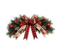 Festive Pine Wreath - Christmas Ornament for Kitchen Window Porch | Handwoven Branches with LED Lights, Artificial Design with Pinecones, Berry Accent Decoration, Indoor Farmhouse Mantel Centerpiece