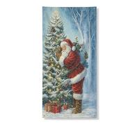 Festive Santa Claus Couverture de porte Bannière vintage pour sapin de Noël Décoration d'intérieur ou d'extérieur 91,4 x 183 cm