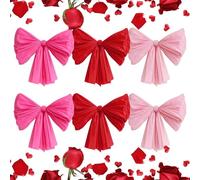 Festive Wall Bows - Valentines Decoration for Party Background | Pe Material Package, 6 Pieces Large Cute Design, Reusable Assembly for Home, Kitchen Room, Classroom Bedroom, Holiday Decor