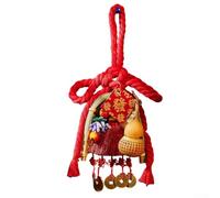 Festive Wanziknot Décoration à suspendre avec balai porte-bonheur pour le Nouvel An chinois pour décoration d'intérieur avec lion traditionnel et symbolisme dans des couleurs vives (C)