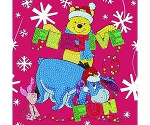 Festive Winnie the Pooh, 18x18cm Crystal Art Card