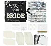 FestiVex Livre de souvenirs de mariage avec 20 pages texturées, 10 lettres et enveloppes et autocollants et décorations assortis pour fête prénuptiale, livre d'or alternatif pour mariée