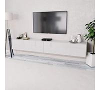 Festnight 2 pcs Meuble TV Suspendu en Aggloméré avec Rangement 120 x 40 x 34 cm