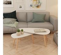 Festnight 2 pcs Tables Basses Scandinave en Bois de Pin Massif